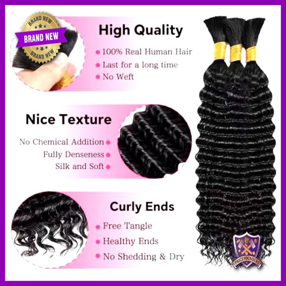 22 Inch Deep Wave Brazilian Virgin Hair Bundles for Boho Braids main image 5